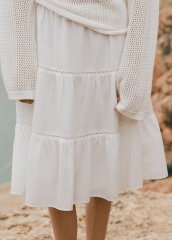 ODM White Tiered Crochet Dress 