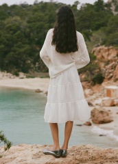 ODM White Tiered Crochet Dress 