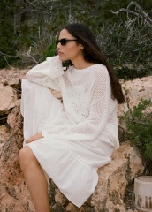 ODM White Tiered Crochet Dress 