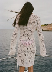 ODM White Crochet Long Sleeve Dress