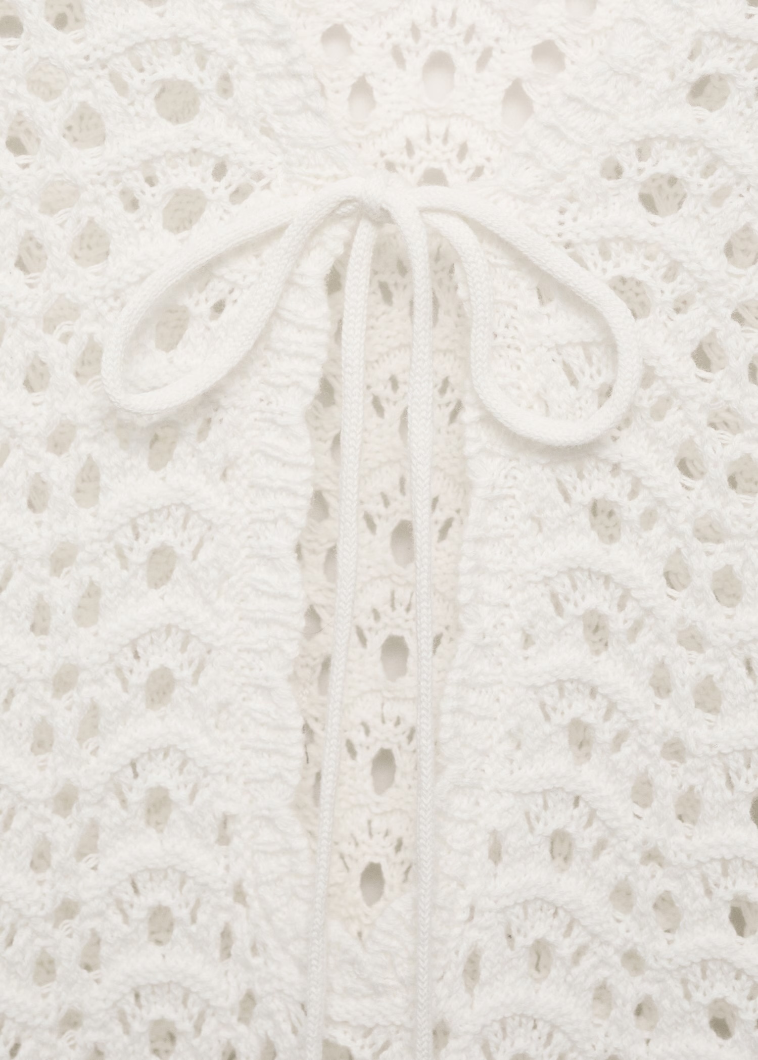ODM White Crochet Long Sleeve Dress