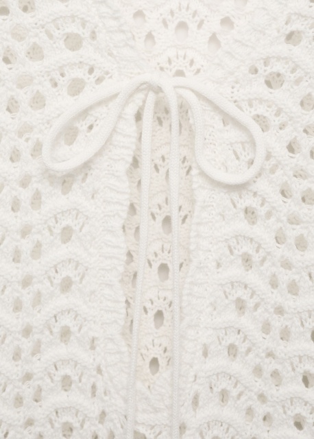 ODM White Crochet Long Sleeve Dress