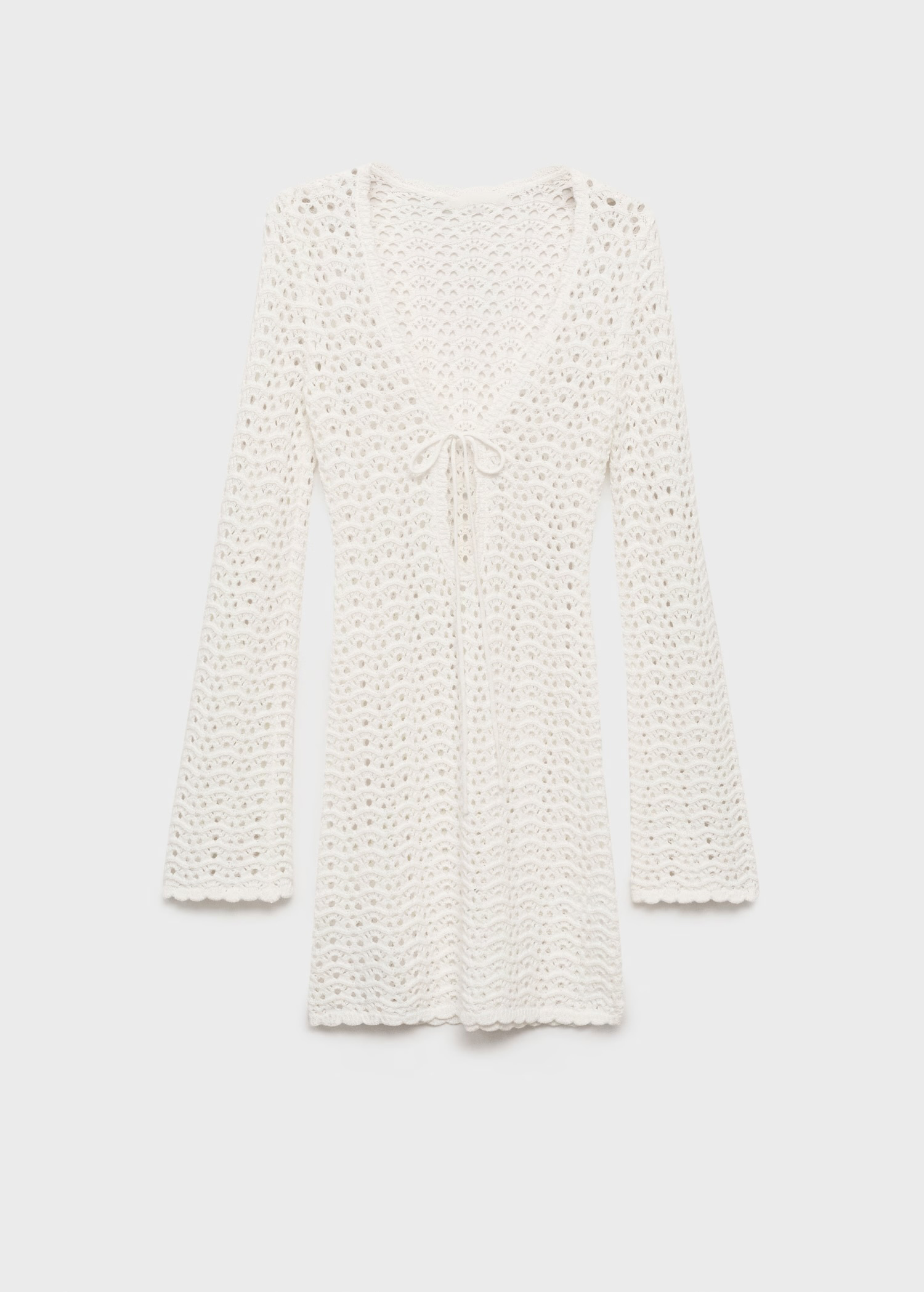 ODM White Crochet Long Sleeve Dress