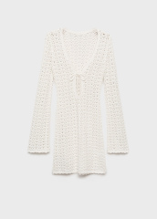 ODM White Crochet Long Sleeve Dress