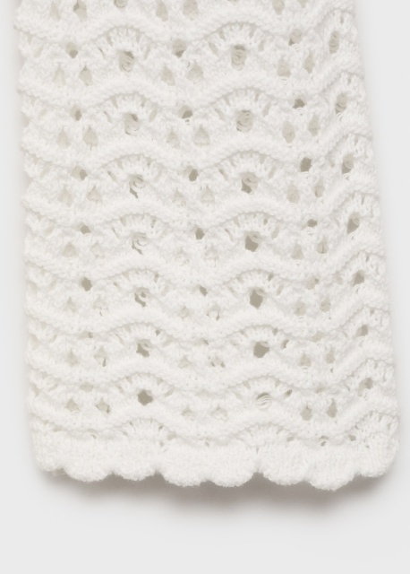 ODM White Crochet Long Sleeve Dress