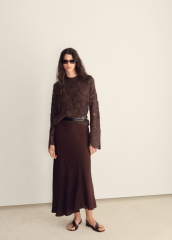 ODM Brown Crochet Long Sleeve Top