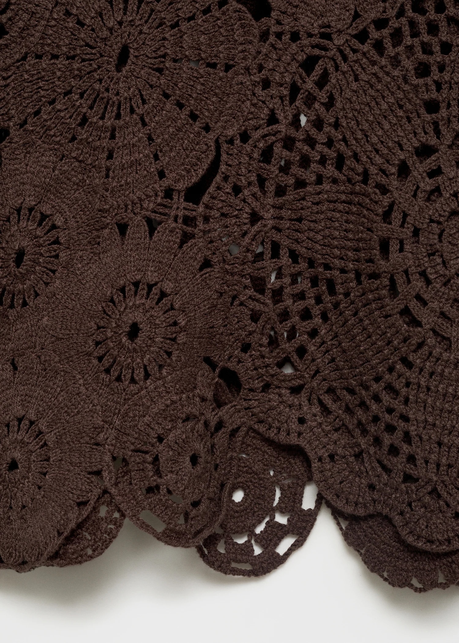 ODM Brown Crochet Long Sleeve Top