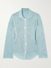 Custom Design Light Blue Floral Knit Cardigan