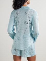 Custom Design Light Blue Floral Knit Cardigan