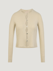 OEM ODM Beige Ribbed Button-Down Top