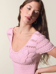 Customized Pink Crochet Knit Mini Dress