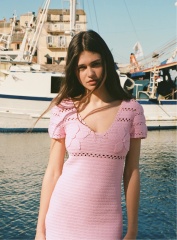 Customized Pink Crochet Knit Mini Dress