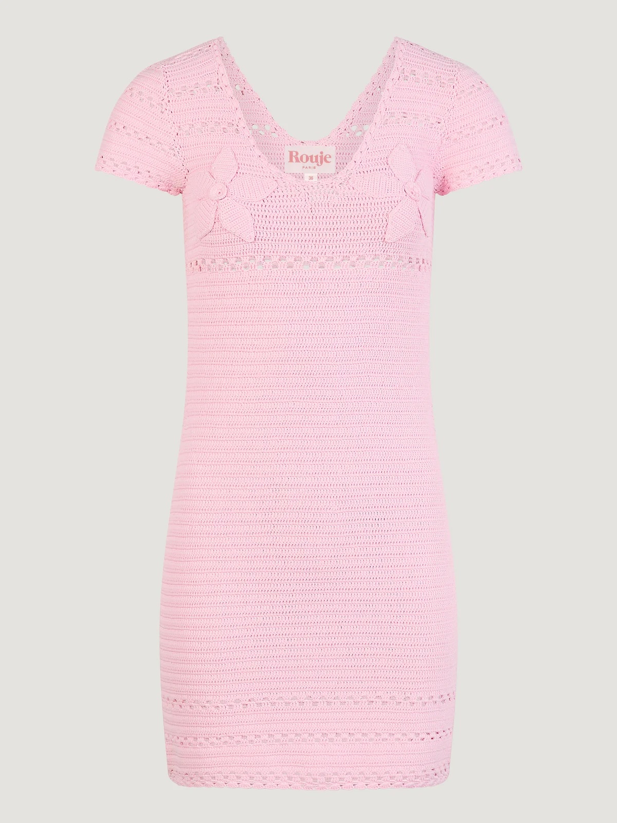Customized Pink Crochet Knit Mini Dress