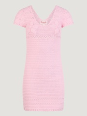 Customized Pink Crochet Knit Mini Dress
