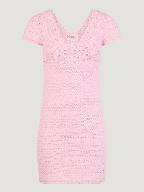 Customized Pink Crochet Knit Mini Dress
