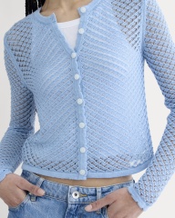 Personalized Light Blue Lace Knit Cardigan