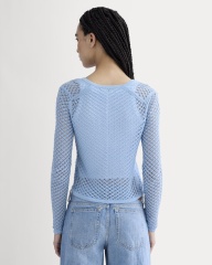 Personalized Light Blue Lace Knit Cardigan
