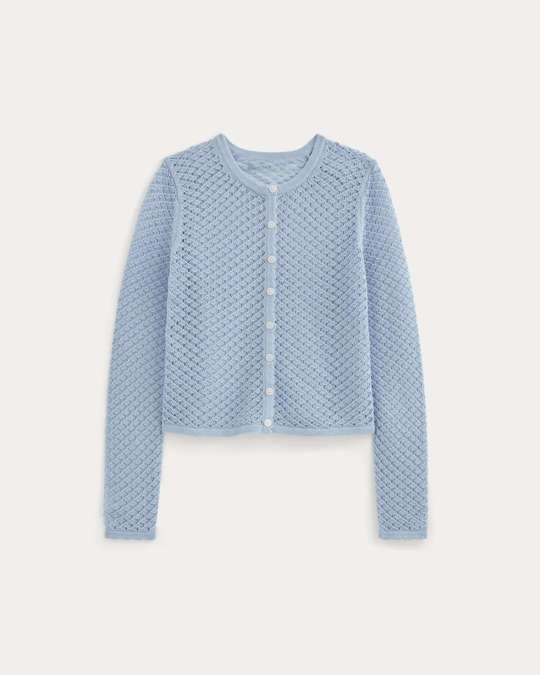 Personalized Light Blue Lace Knit Cardigan