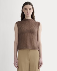 OEM Available Brown Sleeveless Knit Top