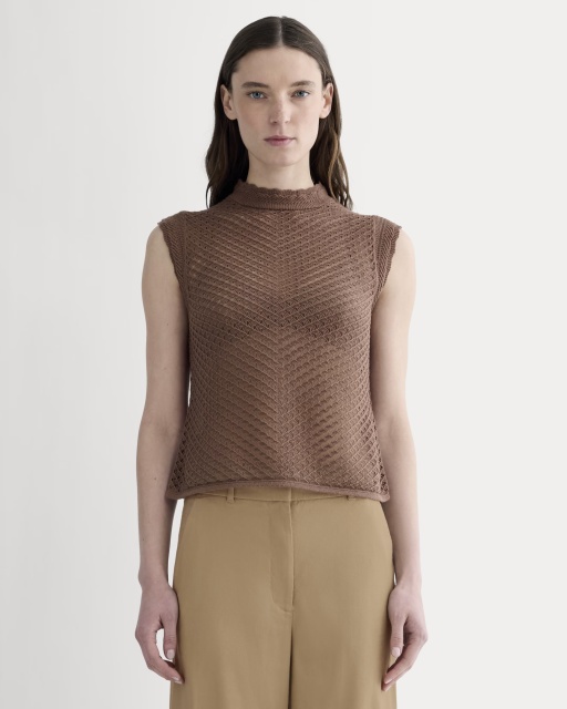 OEM Available Brown Sleeveless Knit Top