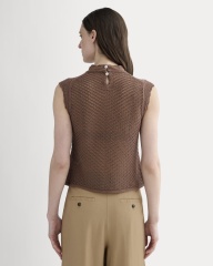 OEM Available Brown Sleeveless Knit Top
