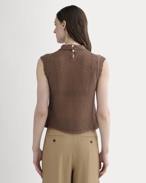 OEM Available Brown Sleeveless Knit Top