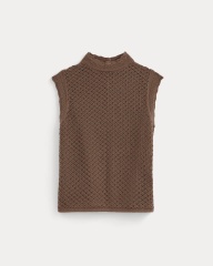 OEM Available Brown Sleeveless Knit Top