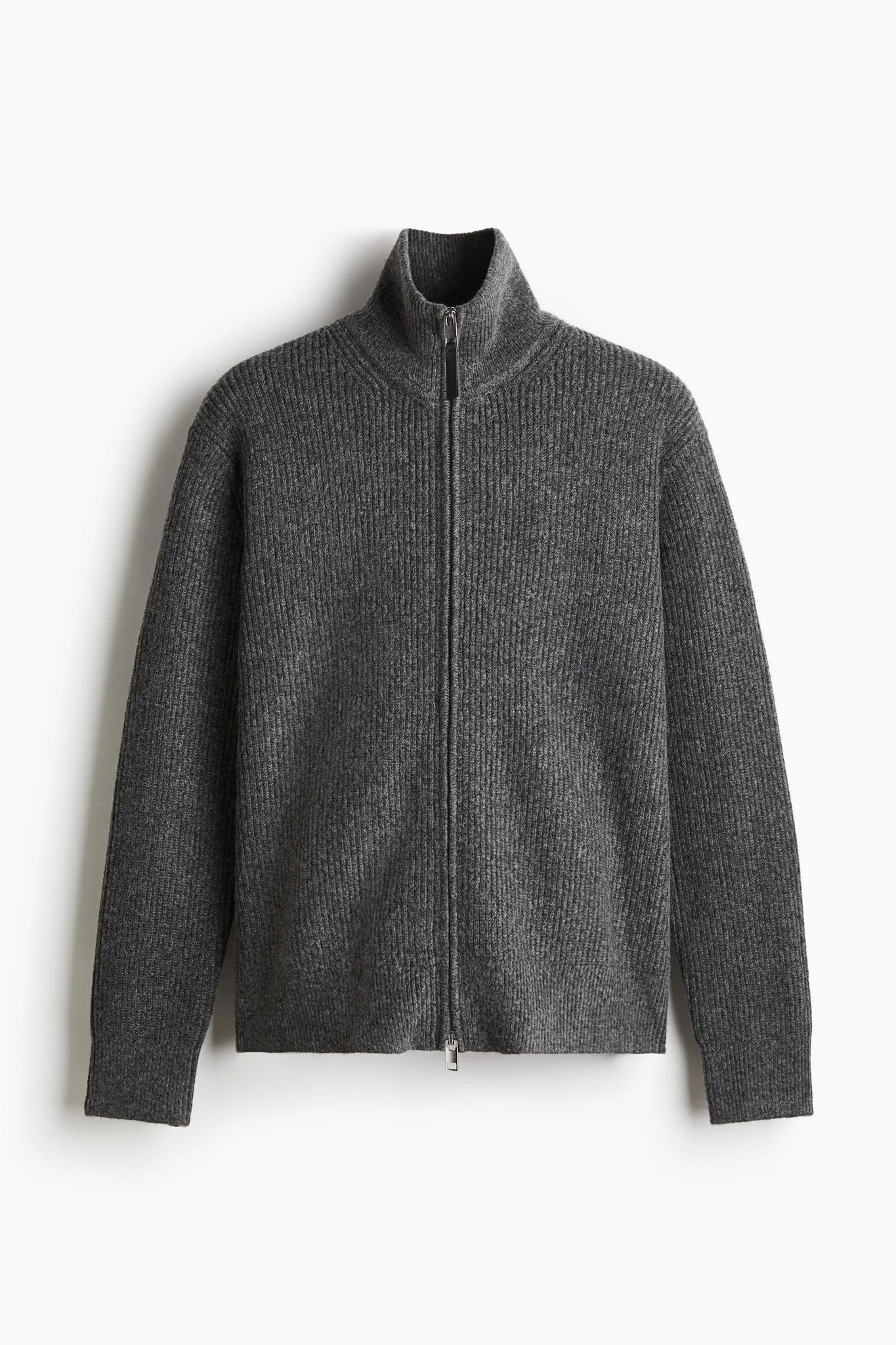 ODM  Men's Ribbed Wool Zip-up Sweater