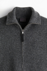 ODM  Men's Ribbed Wool Zip-up Sweater