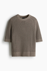 ODM Men's Ribbed Knit Short-Sleeve Sweater