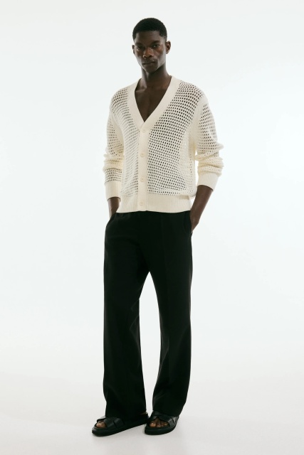ODM Men's Open-Knit Button Cardigan 
