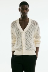 ODM Men's Open-Knit Button Cardigan 