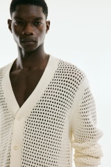 ODM Men's Open-Knit Button Cardigan 