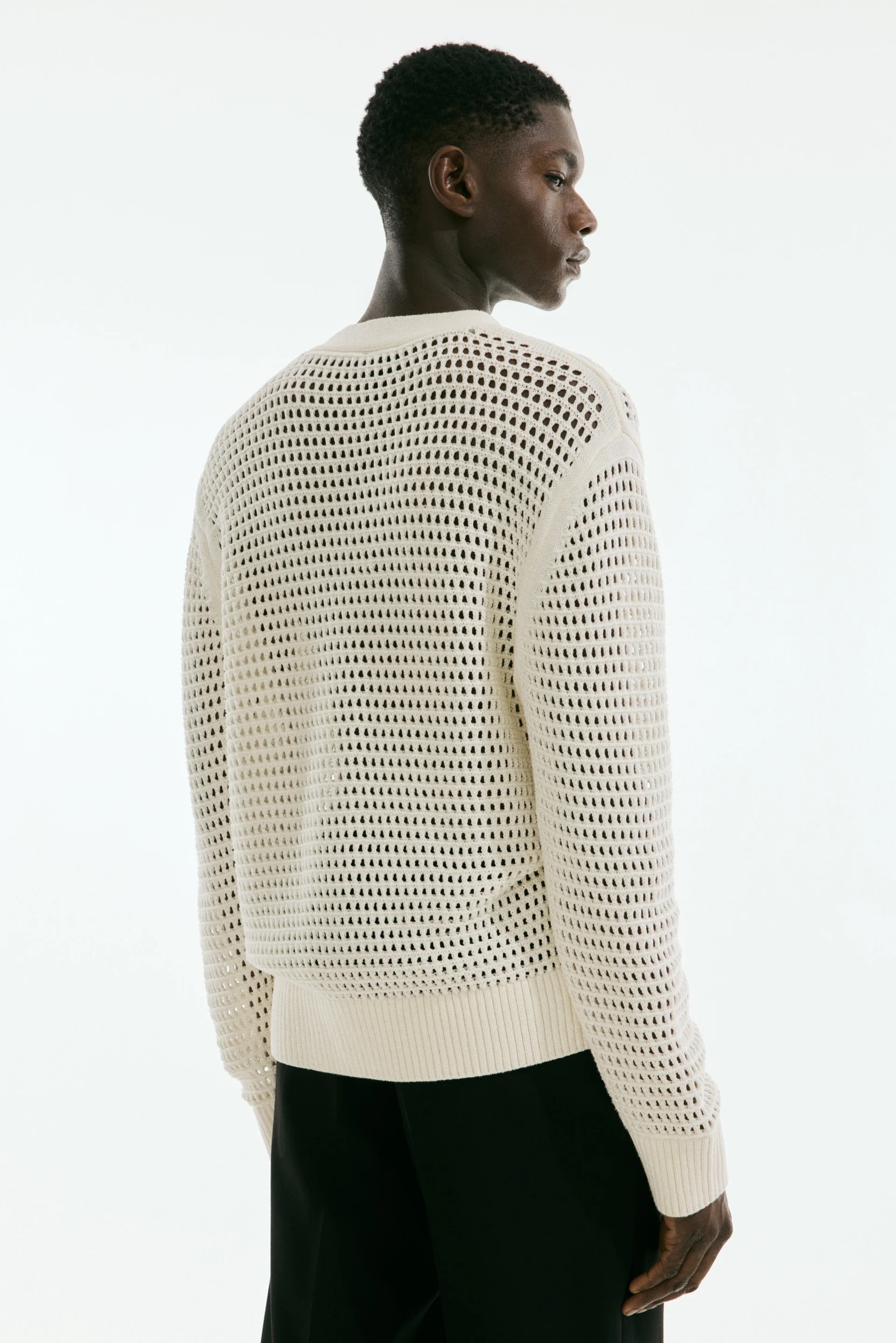 ODM Men's Open-Knit Button Cardigan 
