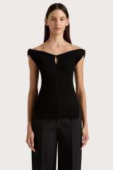 Wholesale Off-Shoulder Ribbed Knit Top