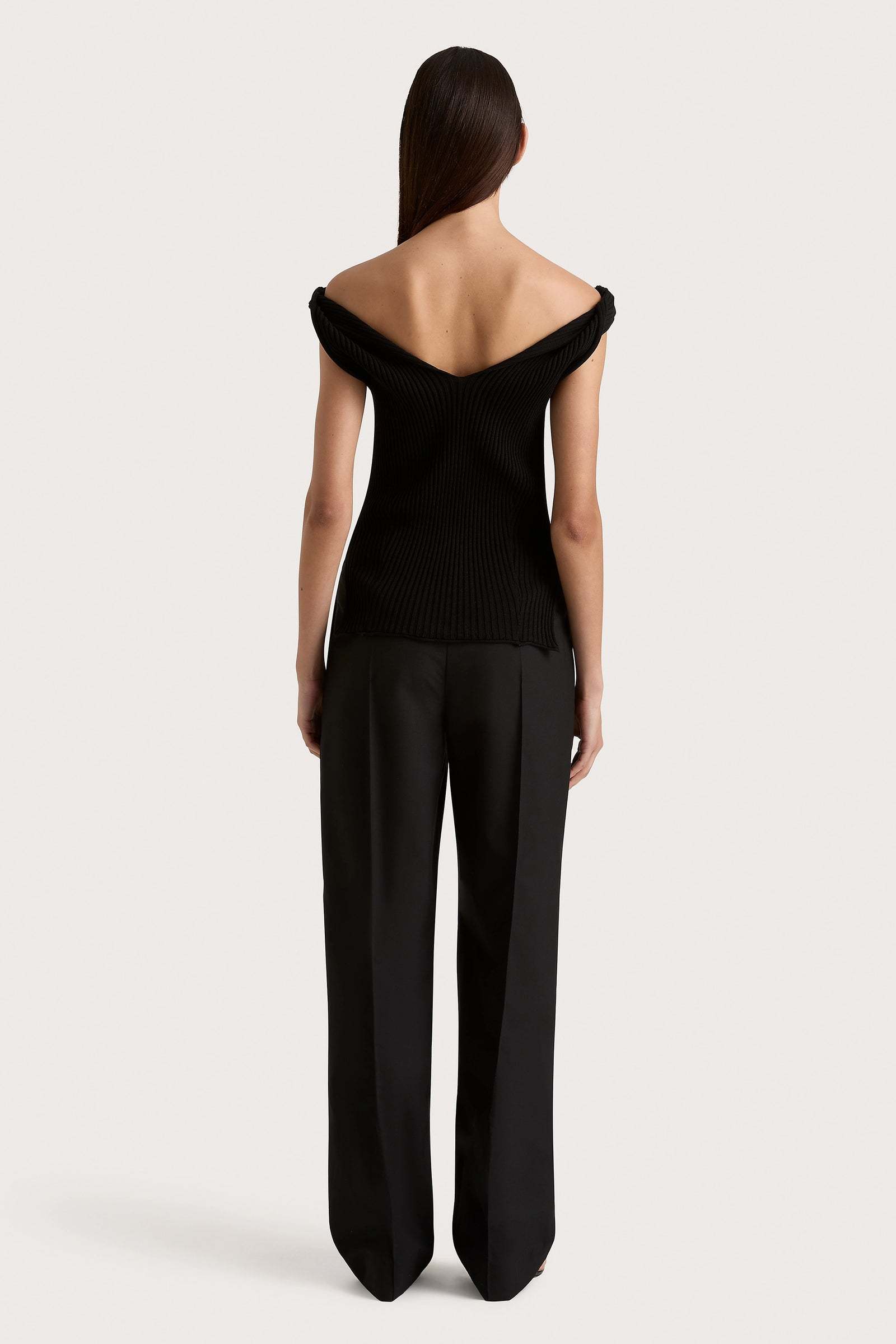 Wholesale Off-Shoulder Ribbed Knit Top