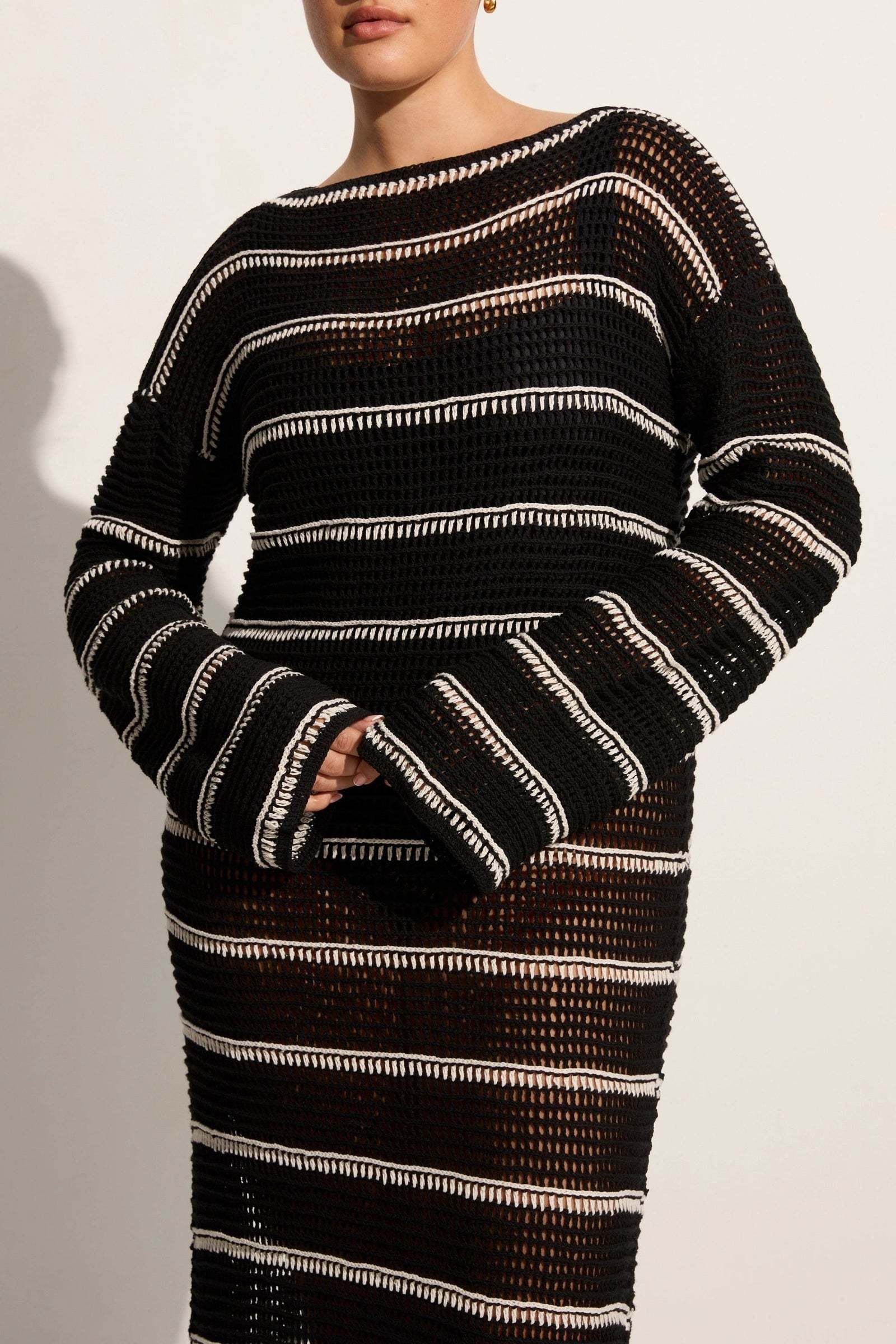 OEM ODM Striped Crochet Maxi Dress