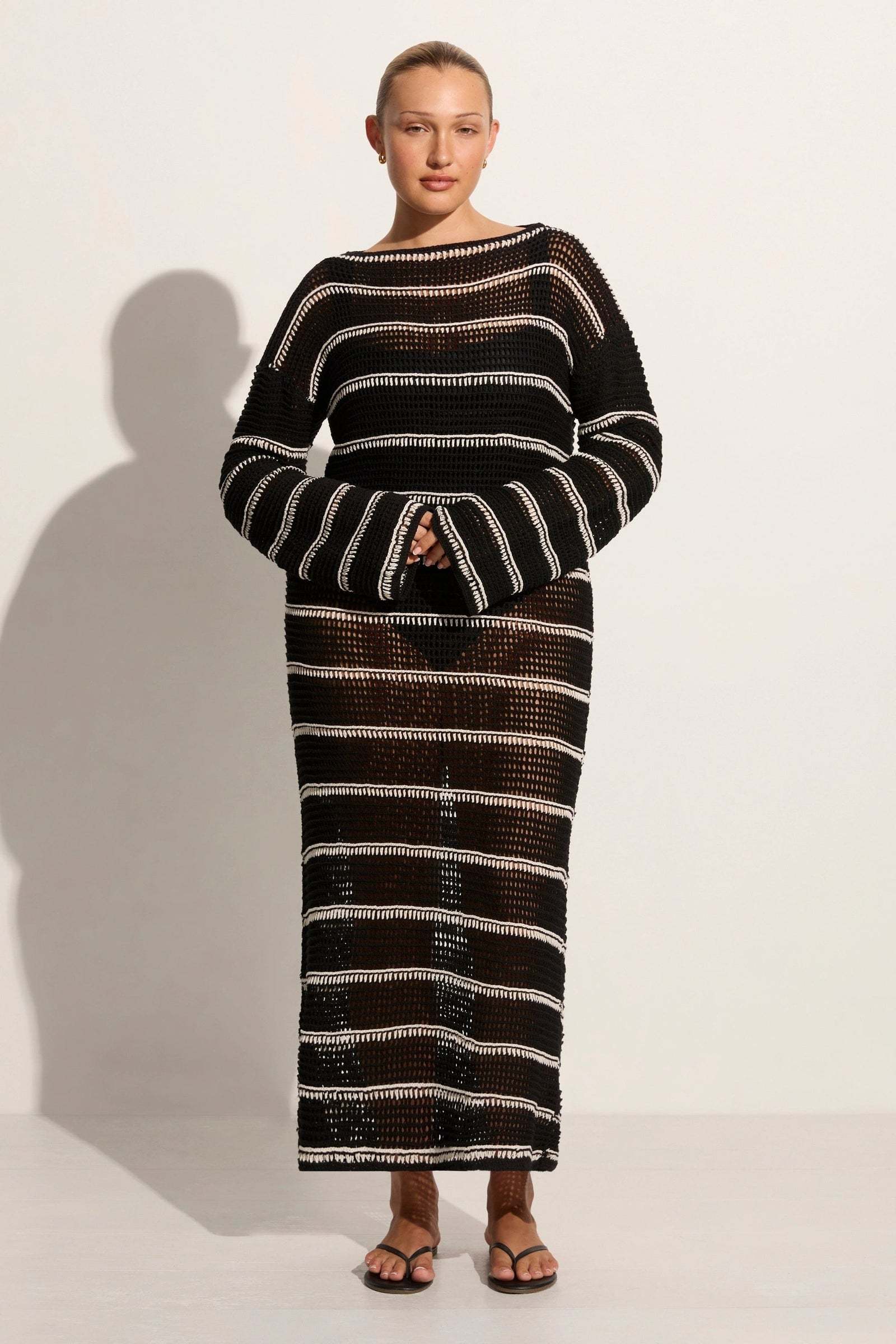 OEM ODM Striped Crochet Maxi Dress