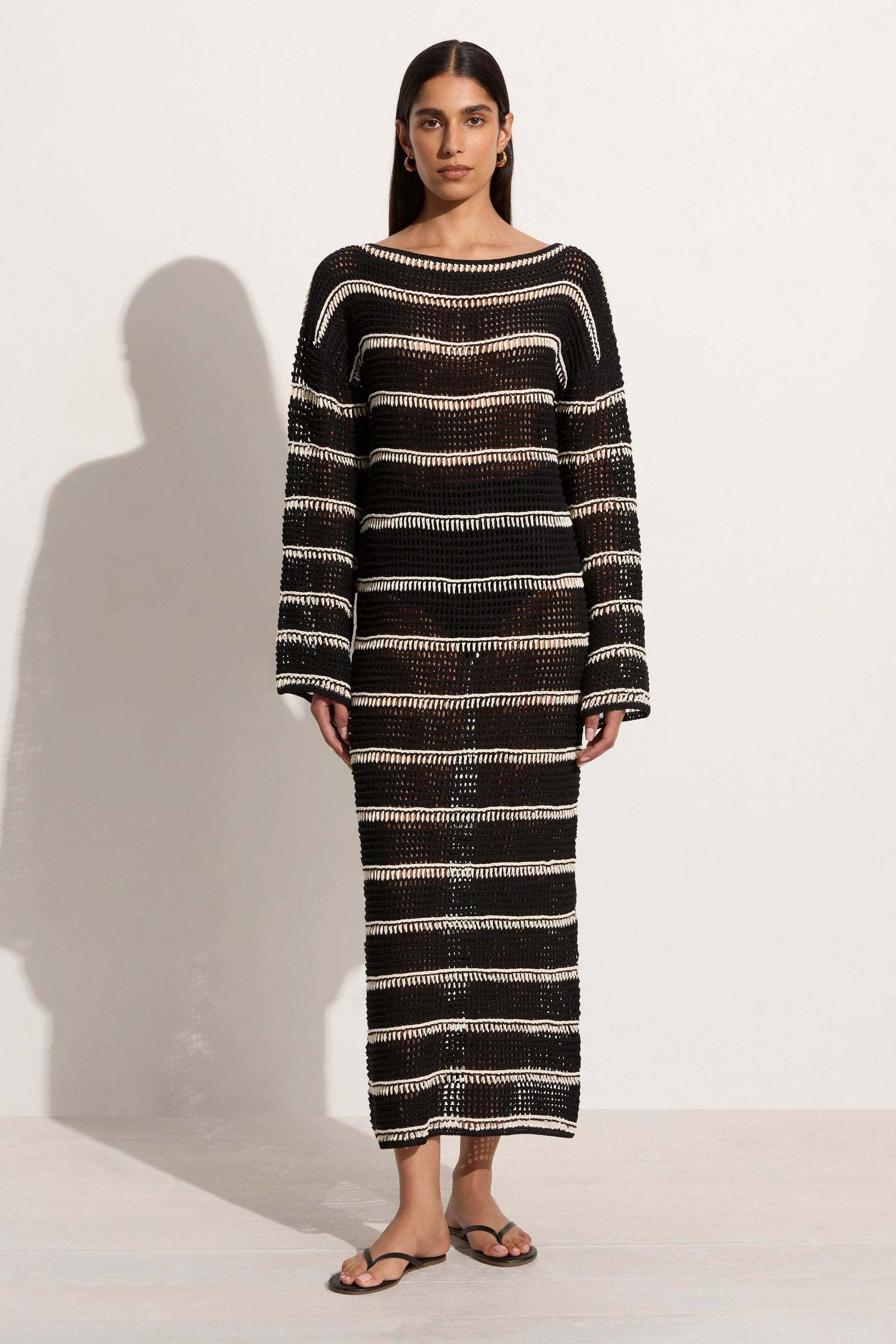 OEM ODM Striped Crochet Maxi Dress
