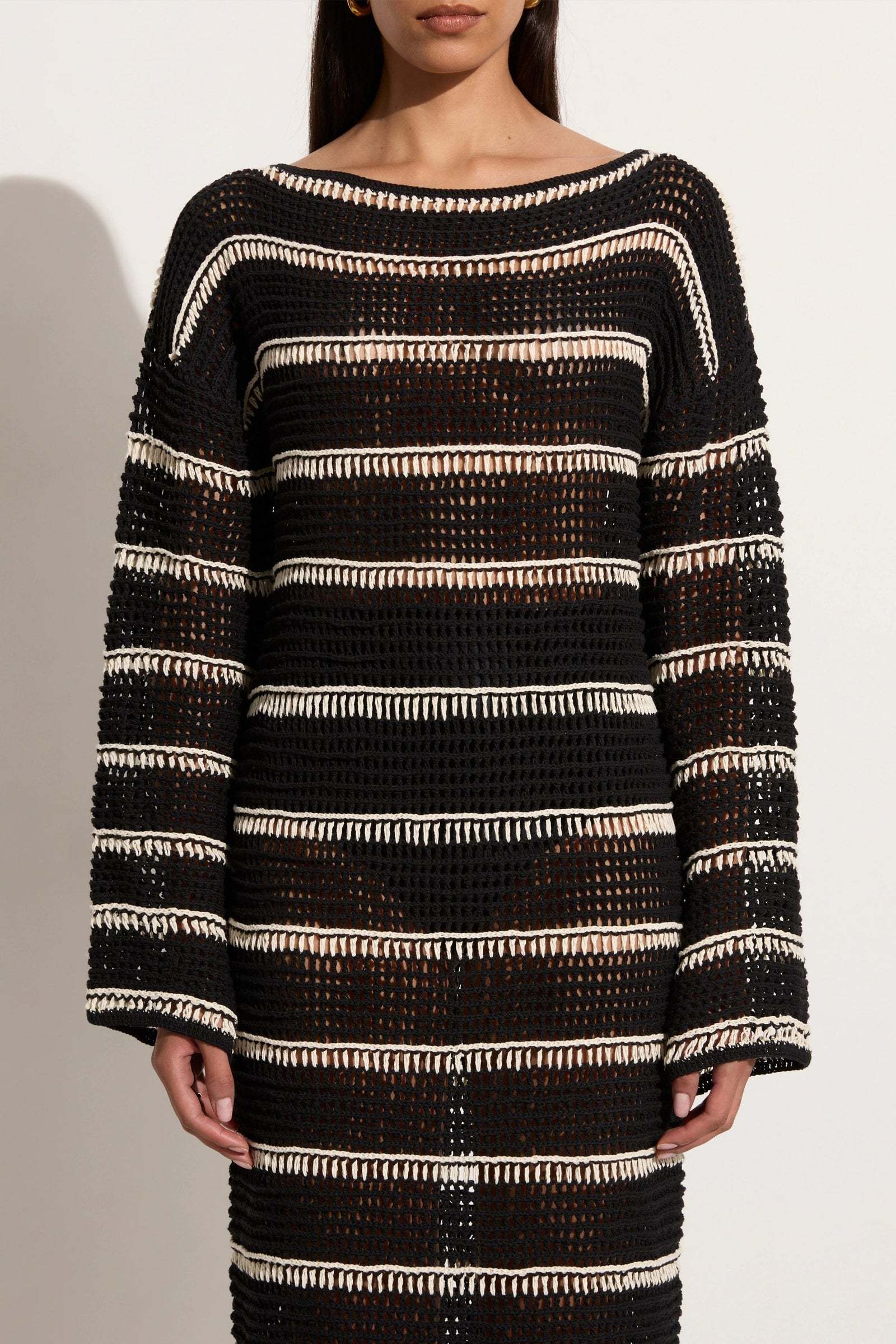 OEM ODM Striped Crochet Maxi Dress