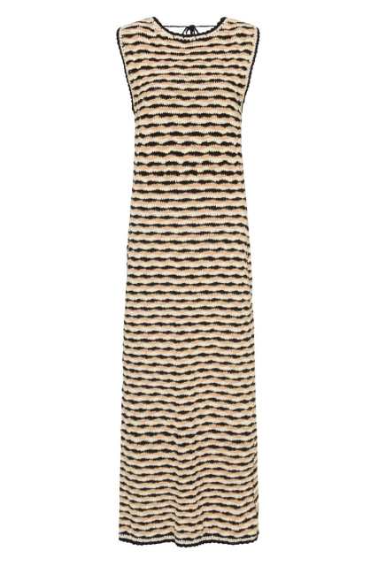 Custom Design Wavy Knit Sleeveless Maxi Dress