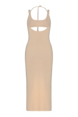 Tailor-made Nude Cut-Out Bodycon Midi Dress