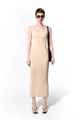 Tailor-made Nude Cut-Out Bodycon Midi Dress
