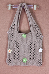 Factory Direct Handmade Knitted Floral Tote Bag