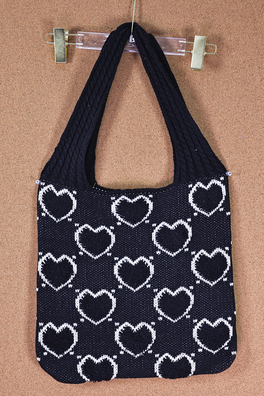 OEM ODM Handmade Knitted Heart Pattern Tote Bag