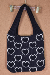 OEM ODM Handmade Knitted Heart Pattern Tote Bag