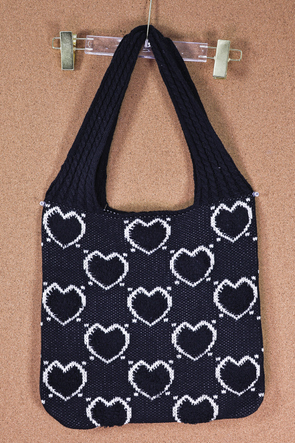OEM ODM Handmade Knitted Heart Pattern Tote Bag