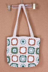 OEM Available Handmade Crocheted Floral Granny Square Tote Bag