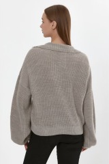 Personalized Women’s Soft Grey V-Neck Knit Sweater