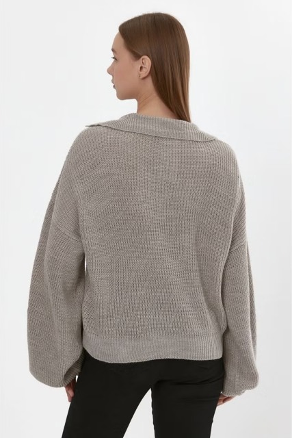 Personalized Women’s Soft Grey V-Neck Knit Sweater